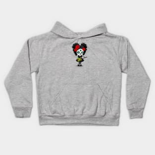 Sugar Skull Girl Playing Jamaican Flag Guitar Kids Hoodie